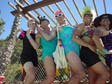 Gals pose poolside